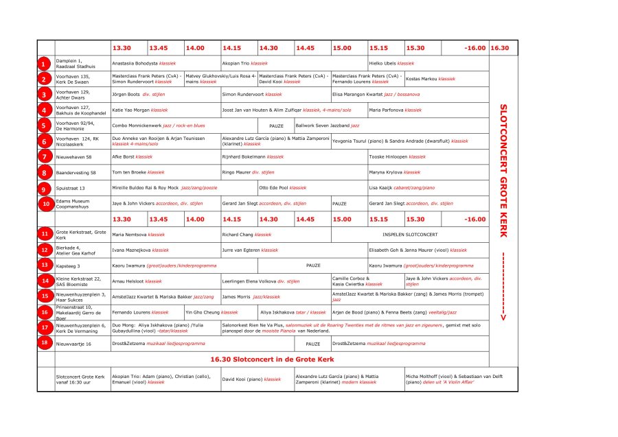 Programma / speelschema 2026